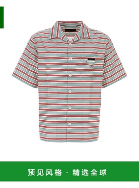 香港直邮Prada 普拉达 男士 條紋短袖保齡球襯衫 UCS414SUMO17N4