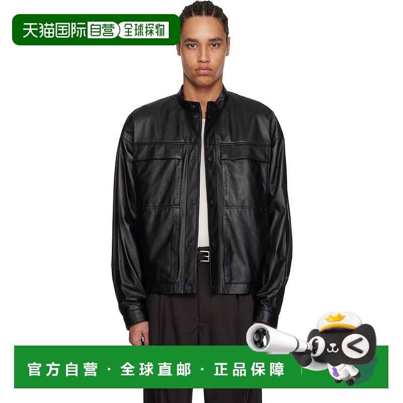 1h可退 香港直邮Lemaire 男士 黑色 Soft Boxy 皮革夹克 OW1136LL