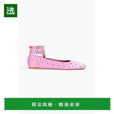 1h可退 香港直邮Amina Muaddi 女士 Ane 水晶装饰绸缎芭蕾舞鞋 AN