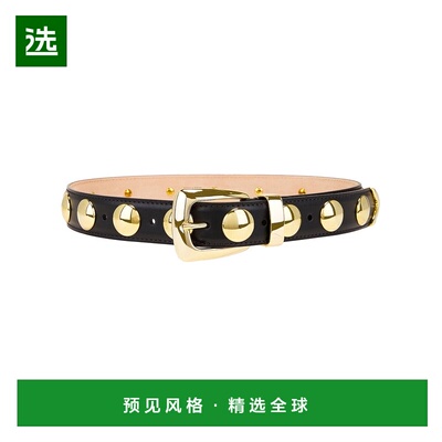 1h可退 香港直邮KHAITE 女士 Benny 铆钉金色皮带(黑色) 10015763