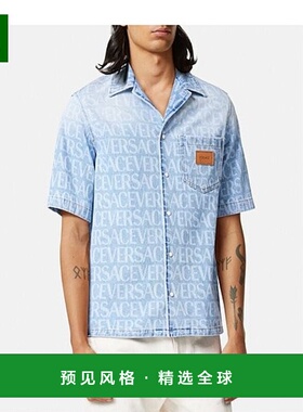 香港直邮Versace 印花牛仔衬衫 10078361A07661范思哲短袖