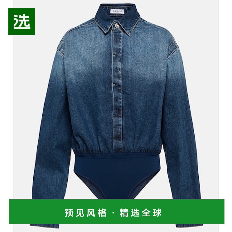 香港直邮Alaïa 女士 牛仔衬衫式连体衣 blue蓝色 舒适时尚