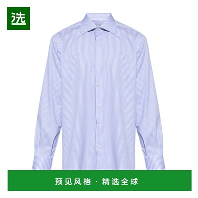 香港直邮BRIONI 男士衬衫 RCB10NOC03T9049 SS2026 蓝色 长袖衬衫