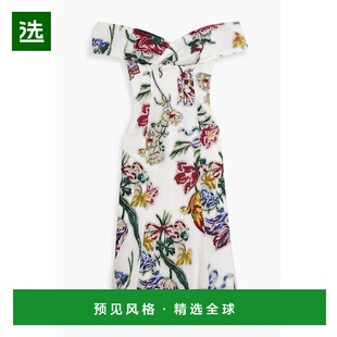 1h可退 香港直邮MARCHESA NOTTE 女士 露肩锦缎中长连衣裙 N70C35