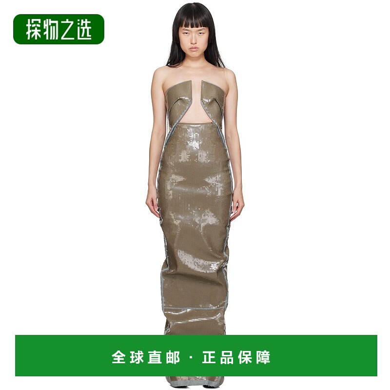 香港直邮rick owens 瑞克·欧文斯 女士 灰褐色 Prong 连衣裙 RP0