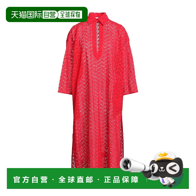 1h可退 香港直邮Valentino 华伦天奴 女士 中长连衣裙 red红色 舒