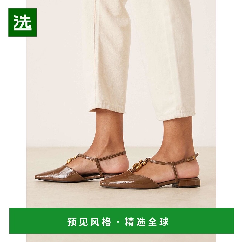 1h可退 香港直邮ASOS 女士 Lockhart chisel 设计鞋头边露跟橄榄