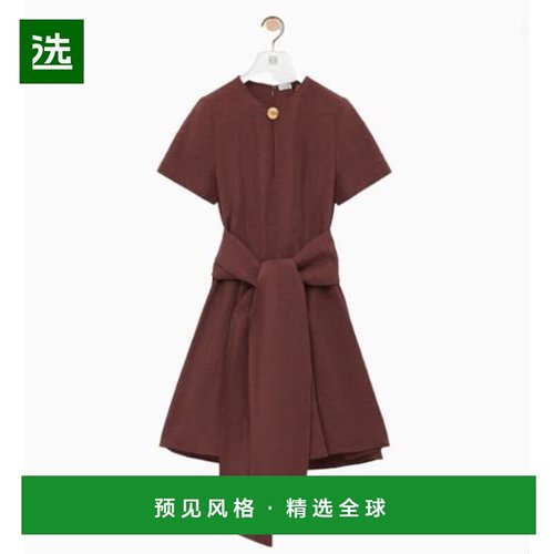 1h可退 香港直邮LOEWE 罗意威 女士 粘胶纤维和亚麻连衣裙 S616Y0