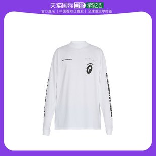 T恤 香港直邮Off White logo印花长袖 OMAB032E19185010潮流圆领