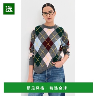 1h可退 香港直邮DAUGHTER 女士 菱形宽松圆领毛衣  舒适时尚