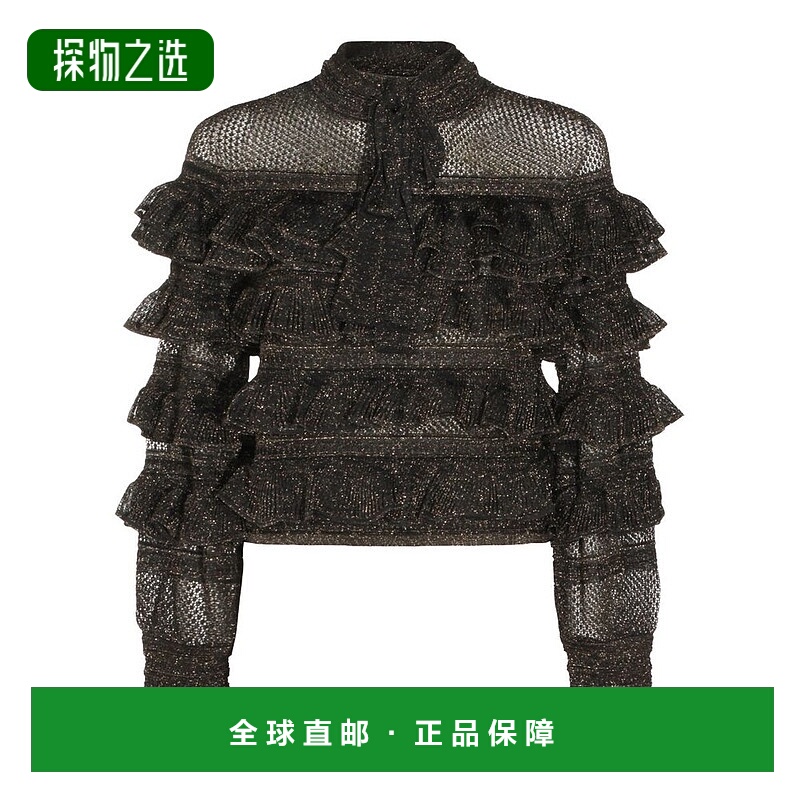 香港直邮ZIMMERMANN 女士 Rebellion 荷葉邊繫領上衣 4326TC261
