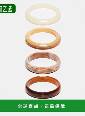 香港直邮ASOS 女士 设计树脂多晶石手镯(4件套) colorful花色 舒