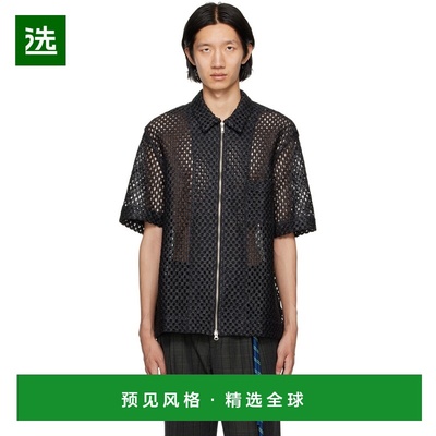 1h可退 香港直邮Song For The Mute 男士 黑色拉链衬衫 232MSH067