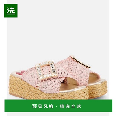 香港直邮ROGER VIVIER 罗杰·维维亚 女士 Espa 60 精饰拉菲草编