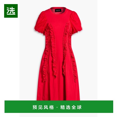 1h可退 香港直邮Simone Rocha 蒙娜·罗莎 女士 荷叶边棉针织连衣