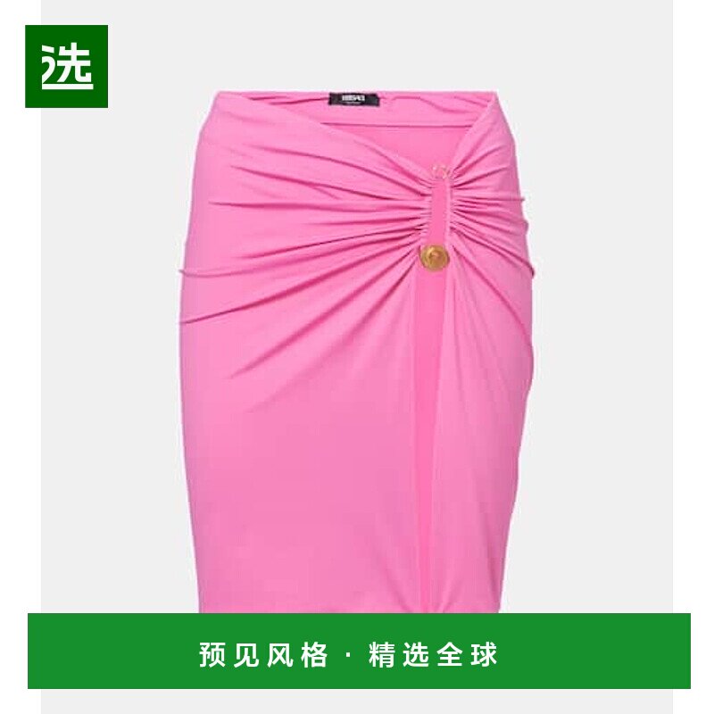 1h可退 香港直邮Versace 范思哲 女士 别针褶皱针织迷你半身裙