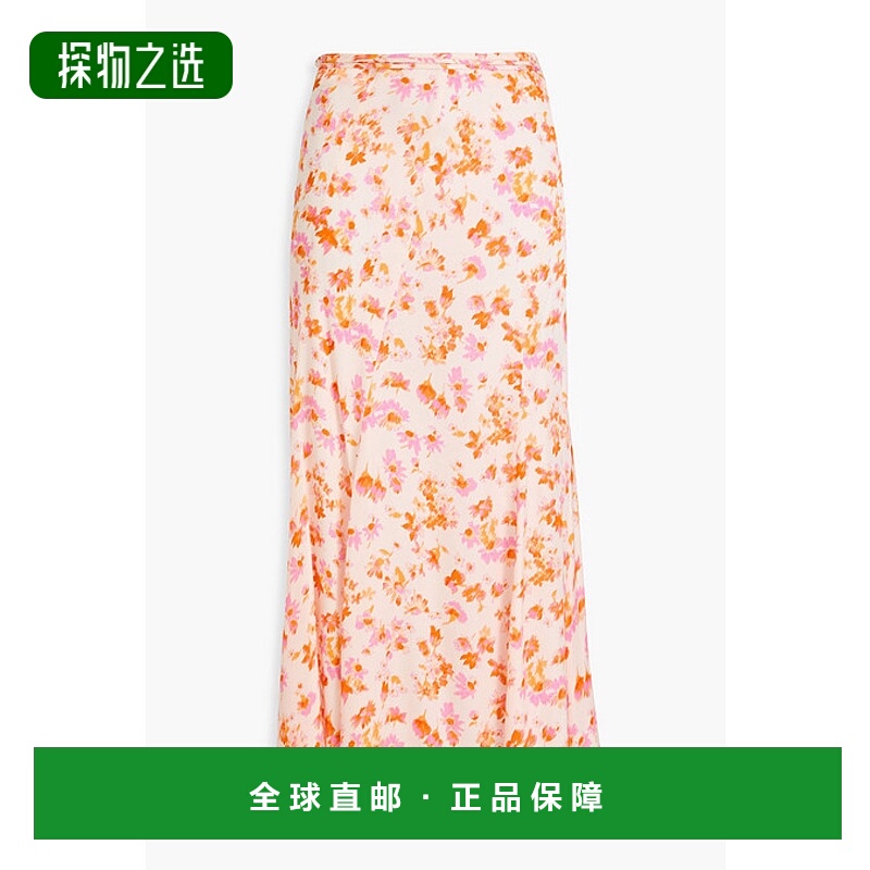 1h可退 香港直邮Maje 女士 印花斜纹布中长半身裙 MFPJU01224IMPR