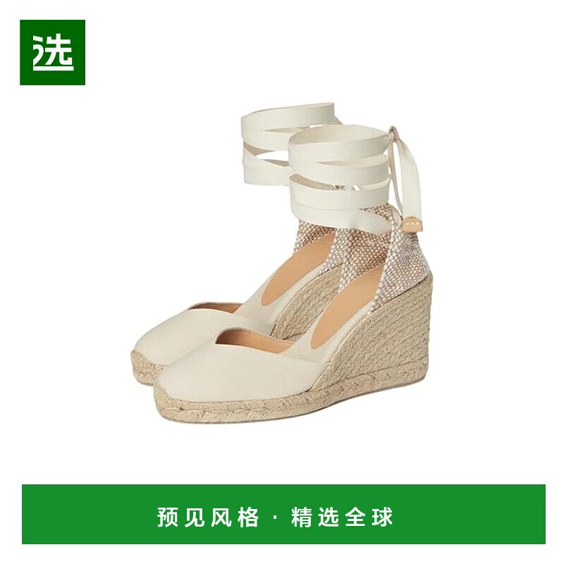 1h可退 香港直邮CastaÑer 女士 Chiara 80 mm 坡跟麻底鞋