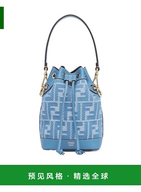 香港直邮Fendi 蓝色牛仔效果迷你包 8BS093AUPX斜挎包手提包