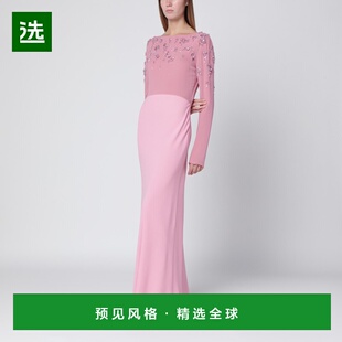 1h可退 香港直邮Alberta Ferretti 女士 粉色珠子刺绣晚礼服 0442