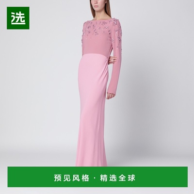 1h可退 香港直邮Alberta Ferretti 女士 粉色珠子刺绣晚礼服 0442