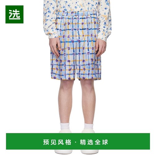 1h可退 香港直邮Marni 玛尼 男士 蓝色 Saraband 短裤 PUMU0049M5