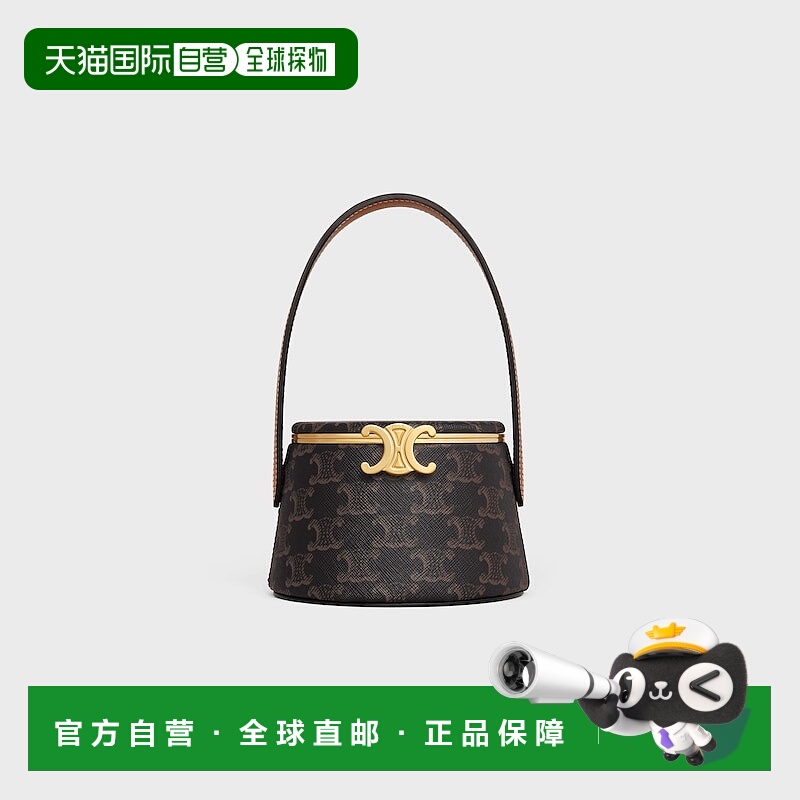 自营1h可退 欧洲直邮CELINE赛琳 Nina印花羔羊皮Triomphe帆布手拿