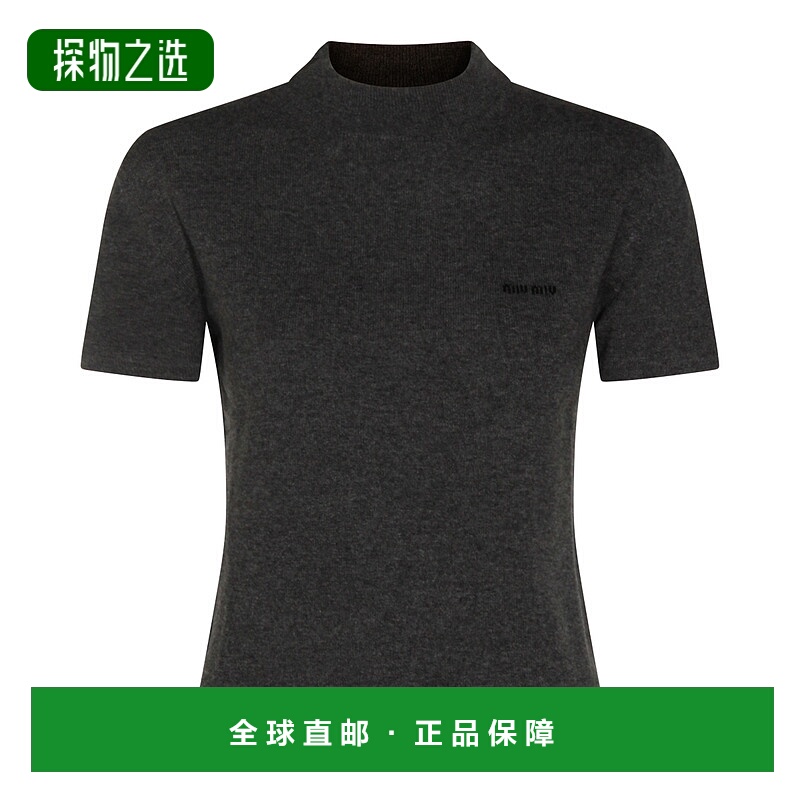 1h可退 香港直邮Miu Miu 缪缪 女士 木炭色羊绒毛衣 MMR451SOOO18