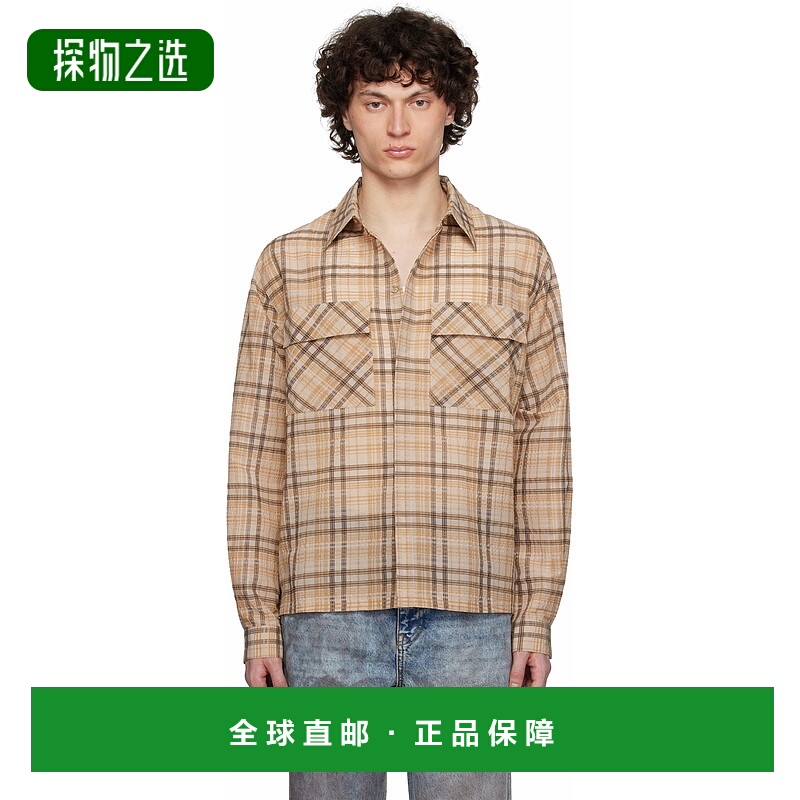 香港直邮Represent 男士 驼色 Sheer Flannel 衬衫 MLM2907