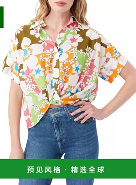 1h可退 【美国直邮】Trina Turk|Coty 花卉棉质褶皱衬衫短袖时尚