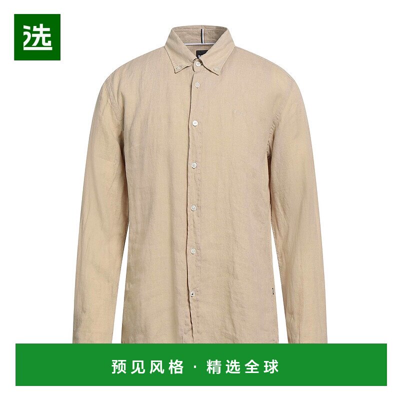 香港直邮BOSS 波士 男士 亚麻衬衫 beige米色 舒适时尚