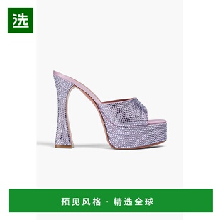 1h可退 香港直邮Amina Muaddi 女士 Dalida 水晶装饰绸缎防水台凉