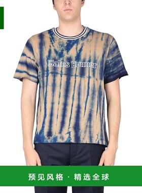 1h可退 香港直邮Wales Bonner 男士 蓝色 & 米色扎染 T 恤 MS23JE