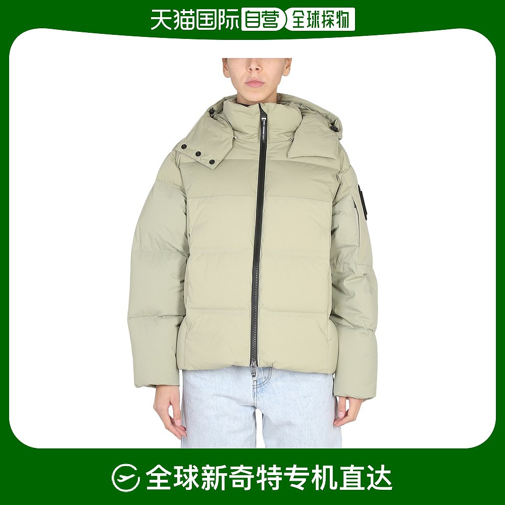 欧洲直邮nobis女士绿色系连帽羽绒服