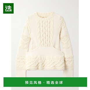1h可退 香港直邮Sacai 女士 拼接粗线针织羊毛毛衣 2508053绞花