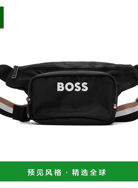 香港直邮BOSS 波士 男士 黑色 Contrast Logo Structured 腰包 50
