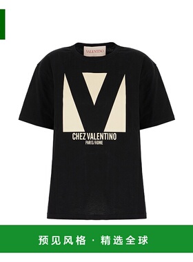 香港直邮Valentino 华伦天奴 女士 黑色棉质T恤 6B3MG24H95W