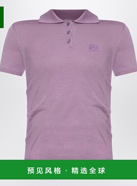 1h可退 香港直邮LOEWE 罗意威 女士 淡紫色羊绒真丝Polo衫 S359Y5