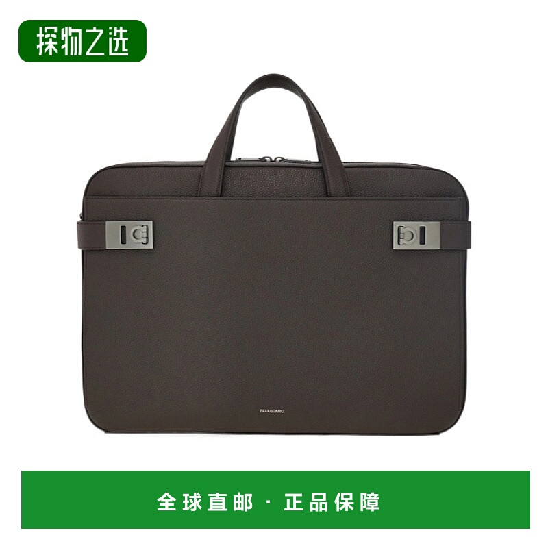 香港直邮Salvatore Ferragamo 中号Gancini扣饰公文包 241652