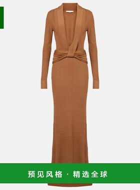 1h可退 香港直邮AYA MUSE 女士 Aure 褶皱针织真丝混纺礼服连衣裙