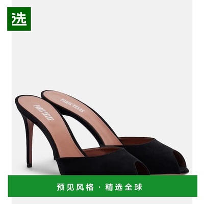 1h可退 香港直邮Paris Texas 女士 Vera 85 绒面革凉拖 black黑色