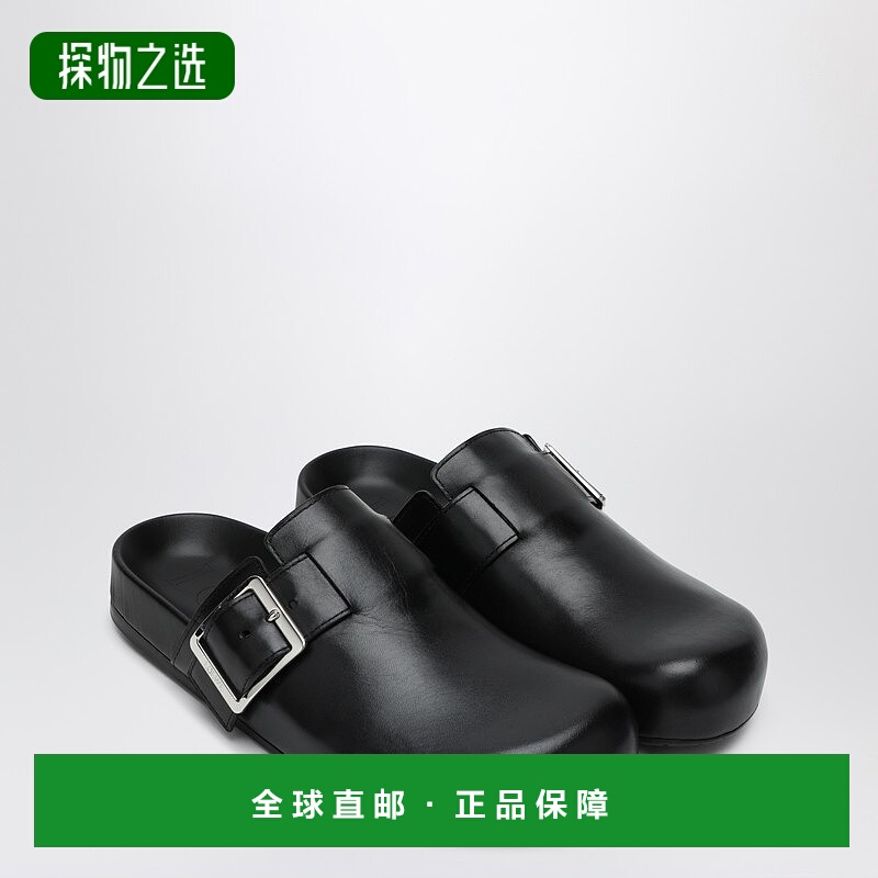 香港直邮LOEWE 罗意威 女士 SABOT EASE 黑色皮质搭扣凉鞋 LLSS46