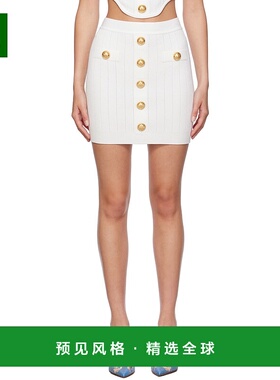 1h可退 香港直邮Balmain 巴尔曼 女士 白色纽扣短裙 AF0LB290KB07