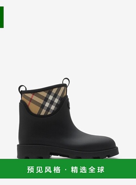欧洲直邮Burberry博柏利 Marsh系列男士黑色橡胶骑士印章圆形鞋头