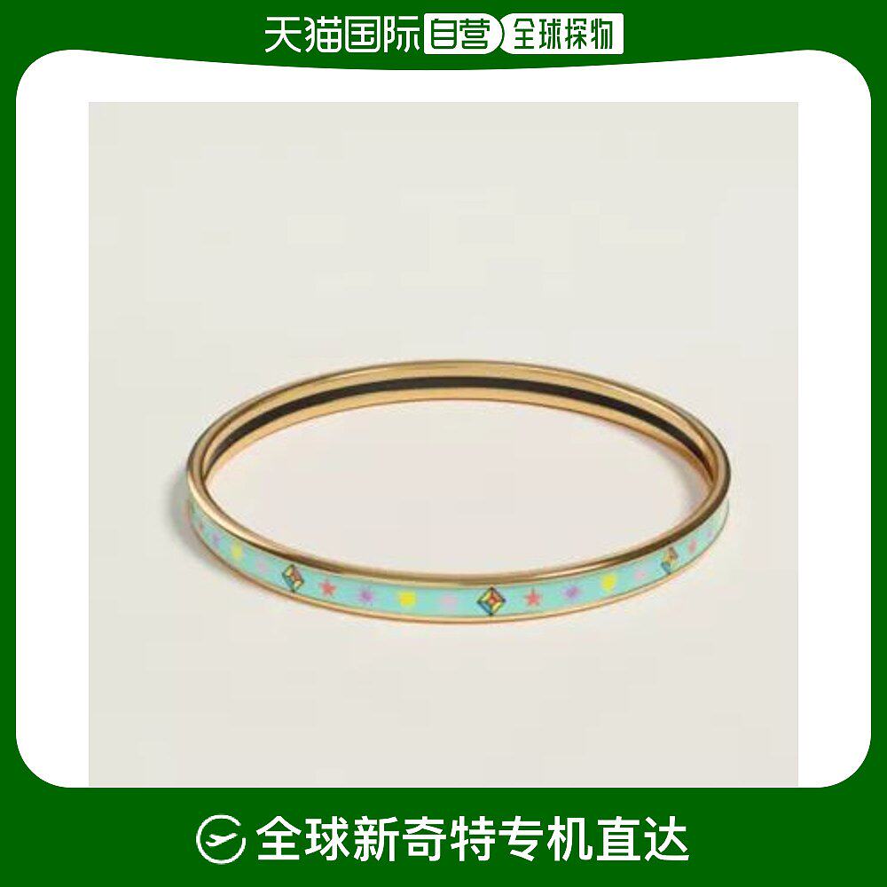 hermes爱马仕女士珐琅手镯薄荷绿提花镀金饰面日常通勤