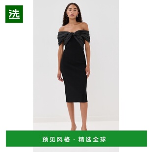 1h可退 香港直邮Simkhai 女士 Mia 露肩中长连衣裙 black黑色 舒