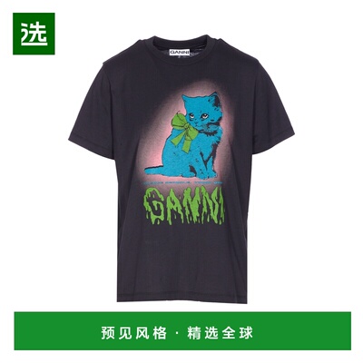 1h可退 香港直邮GANNI 女士T恤 T4340252 AW2025 黑色