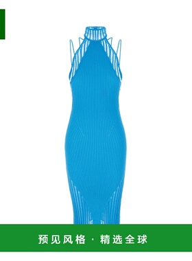 1h可退 香港直邮ANDREĀDAMO 女士 蓝绿色弹力粘胶纤维混纺迷你连