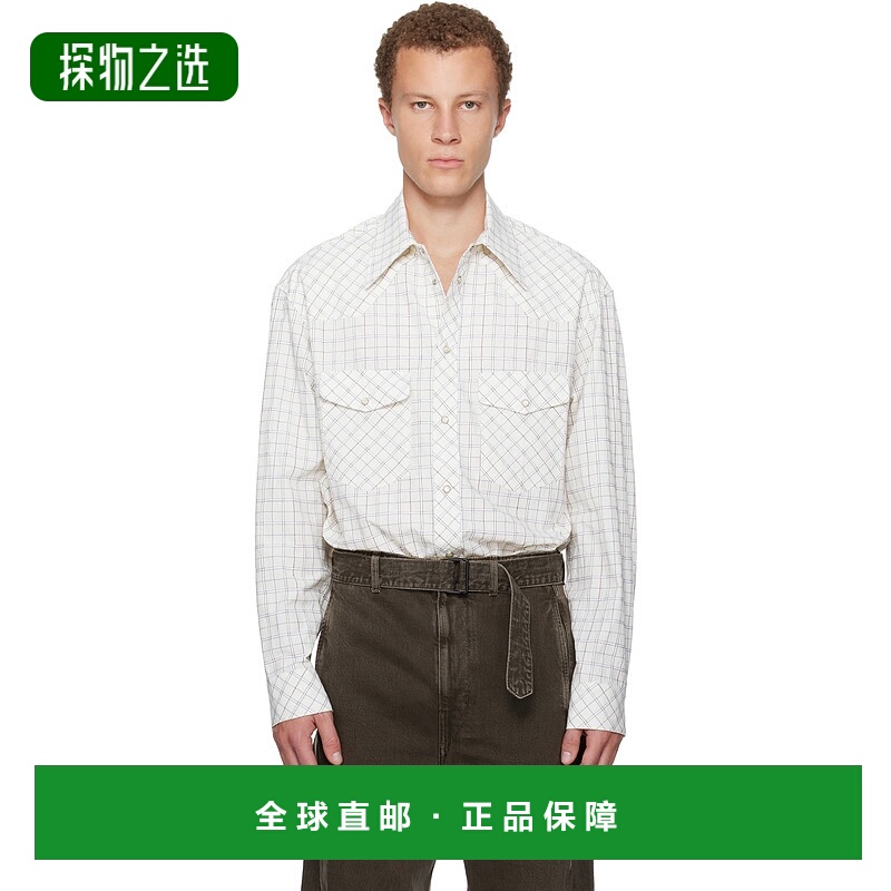 香港直邮Lemaire 男士 灰白色 Western Check 衬衫 SH1209LF1503