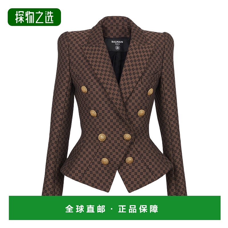 香港直邮Balmain 迷你字母图案提花西装外套 BF0SI206CE44